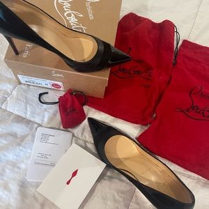 Christian Louboutin Youlahop 85 Patent Black Size 38  Worn Once